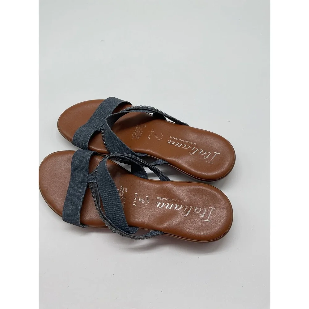 Italiana Denim Thong Sandals Beaded Detail Casual‎ Summer Slides Size 9M - Picture 4 of 10